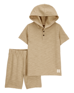 Carter's 2pc Toddler Boy Khaki Hoodie & Shorts Set