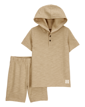 Carter's 2pc Toddler Boy Khaki Hoodie & Shorts Set