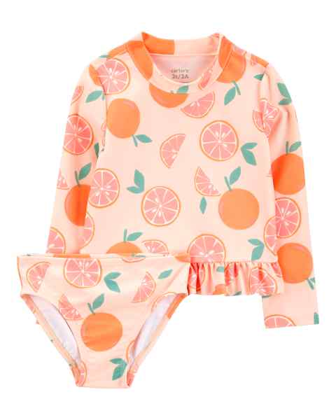 Carter's 1pc Toddler Girl Orange Fruit Rashguard Swimsuit