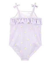 Load image into Gallery viewer, Carter&#39;s 1pc Toddler Girl Purple Stripe Swimsuit
