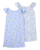 Carter's 2pc Toddler Girl Blue Bee Floral Gowns Sleepwear Set