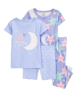 Carter's 4pc Toddler Girl Bedtime Besties Snug Fit Cotton Pajama Set