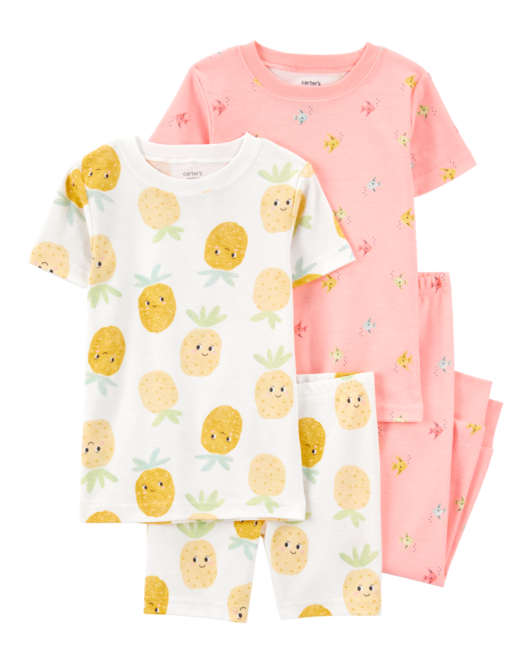 Carter's 4pc Toddler Girl Pineapple Fish Snug Fit Cotton Pajama Set