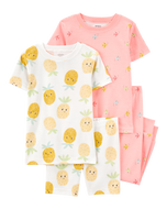 Carter's 4pc Toddler Girl Pineapple Fish Snug Fit Cotton Pajama Set