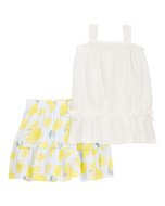 Carter's 2pc Toddler Girl White Top and Lemon Skort Set