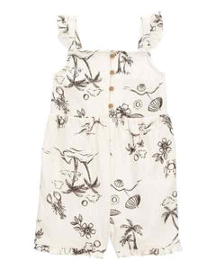 Carter's Toddler Girl Ivory Tropical Print Flutter Romper