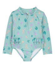 Afbeelding in Gallery-weergave laden, Carter&#39;s 1pc Toddler Girl Aquatic Rashguard Swimsuit
