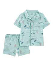 Cargar imagen en el visor de la galería, Carter&#39;s 2pc Toddler Boy Blue Beach Polo &amp; Shorts Set
