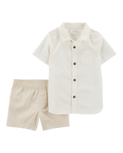 Carregar imagem no visualizador da galeria, Carter&#39;s 2pc Toddler Boy Ivory Shirt &amp; Shorts Set

