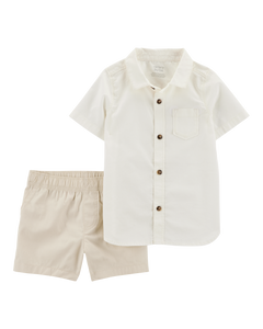 Carter's 2pc Toddler Boy Ivory Shirt & Shorts Set