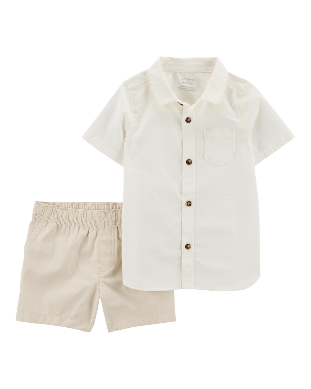 Carter's 2pc Toddler Boy Ivory Shirt & Shorts Set