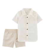 Carter's 2pc Toddler Boy Ivory Shirt & Shorts Set