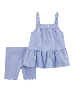 Carter's 2pc Toddler Girl Blue Top and Shorts Set