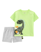 Afbeelding in Gallery-weergave laden, Carter&#39;s 2pc Toddler Boy Dino Tee &amp; Grey Shorts Set
