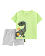 Carter's 2pc Toddler Boy Dino Tee & Grey Shorts Set