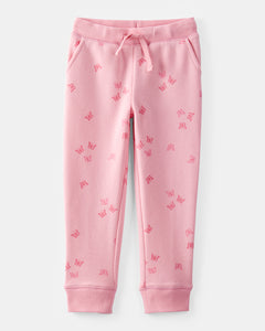OshKosh Toddler Girl Pink Fleece Drawstring Joggers