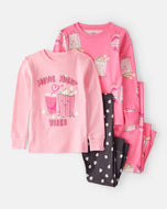 Carter's 4pc Toddler Girl Movie Night Vibes Snug Fit Cotton Pajama Set