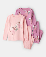 Carter's 4pc Toddler Girl Pink-Purple Fairy Cotton Pajama Set