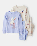 Carter's 4pc Toddler Girl Blue Bunny Winter Cotton Pajama Set