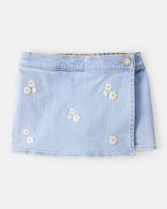 OshKosh Toddler Girl Blue Embroidered Denim Skort