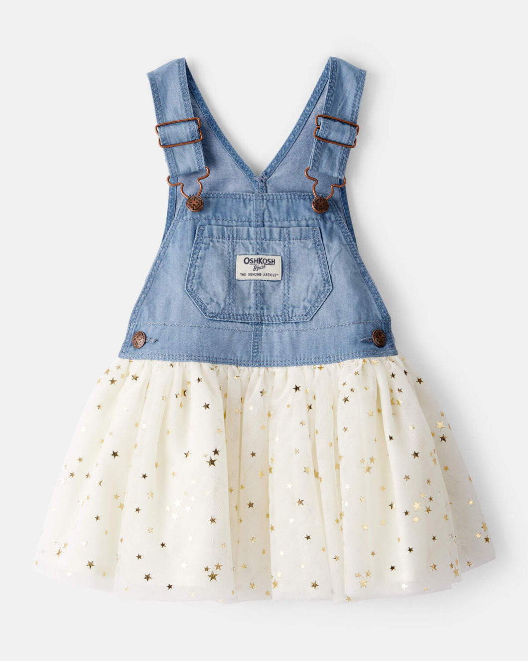 OshKosh Toddler Girl Chambray Star Print Tulle Jumper Dress (Skirtall)