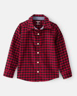 OshKosh Toddler Boy Red/ Black Plaid Print Long-Sleeve Button-Down Shirt