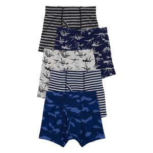 Carter's 5pc Kid Boy Navy, Grey Dino Striped Cotton Boxer Briefs (NEW CODE)