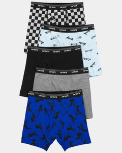 Conjunto de boxers de algodão estampado e multicolorido infantil Carter's 5 peças