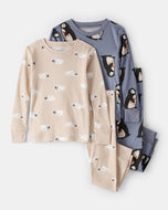 Carter's 4pc Toddler Boy Grey Penguin/Polar Bear Print Pajama Set