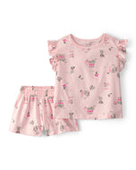 Carter's 2pc Toddler Girl Pink Flower Truck Top & Shorts Set