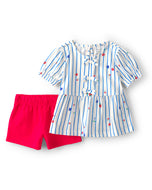 Carter's 2pc Toddler Girl Fruit Print Top and Red Short Set