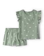 Carter's 2pc Toddler Girl Green Floral Top & Shorts Set