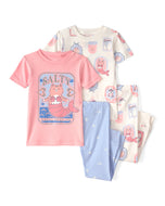 Carter's 4pc Toddler Girl Pink Salty about Bedtime Pajama Set
