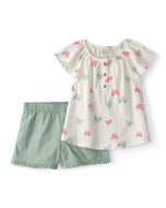 Carter's 2pc Toddler Girl Pink/Green Butterfly Top & Shorts Set