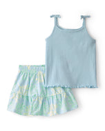 Carter's 2pc Toddler Girl Blue Sleeveless Top & Coral Skirt Set