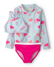 Afbeelding in Gallery-weergave laden, Carter's 3pc Toddler Girl Pool Float Print Long-Sleeve Top &amp; Bikini Set
