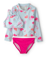 Carter's 3pc Toddler Girl Pool Float Print Long-Sleeve Top & Bikini Set