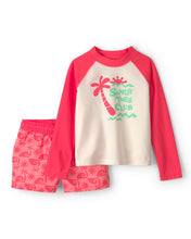 Afbeelding in Gallery-weergave laden, Carter's 2pc Toddler Boy 'Sandy Toes Club' Long-Sleeve Top &amp; Shorts Swim Set
