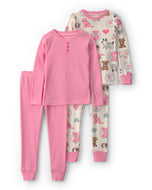 Carter's 4pc Toddler Girl Pink Pets Print Long-Sleeve Sleepwear Set