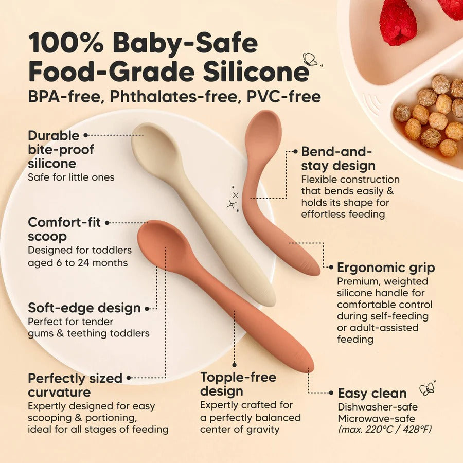 Keababies 3-Pack Prep Baby Spoons - Terracotta