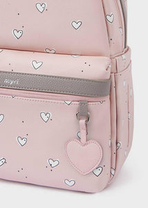 Mayoral 2pc Pink/ White Hearts Backpack Diaper Bag & Changing Pad