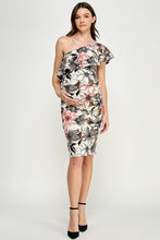 Load image into Gallery viewer, Hello Miz Floral One Shoulder Ruffle Maternity Dress - Pink

