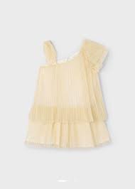Mayoral Kid Girl Gold Pleated Dress