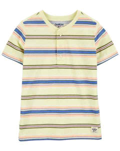 Oshkosh Kid Boy Yellow Striped Henley Tee