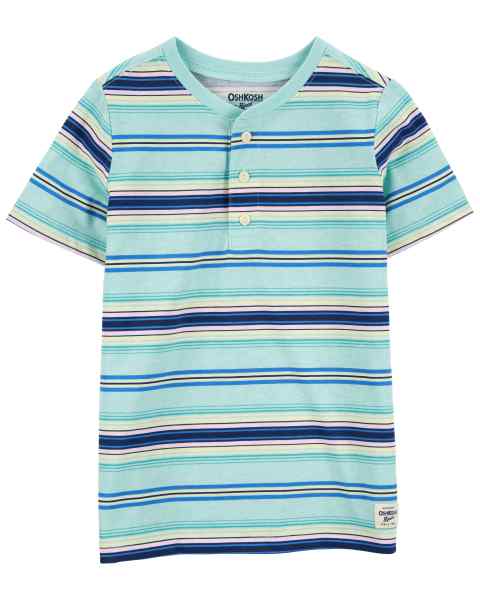 Oshkosh Kid Boy Blue Striped Henley Tee