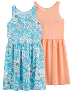 Carter's 2pc Kid Girl Multi-Color Flowers/ Dots Dress Set