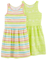 Carter's 2pc Kid Girl Multi-Color Striped Dress Set