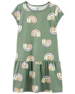 Carter's Kid Girl Green Rainbow Knit Dress