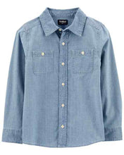 Afbeelding in Gallery-weergave laden, OshKosh Kid Boy Chambray Long Sleeve Shirt
