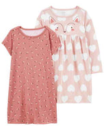Carter's 2pc Kid Girl Fox Gowns Sleepwear Set
